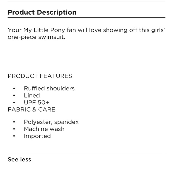MY LITTLE PONY Girls Swimsuit Bathing Suit - Picture 7 of 9